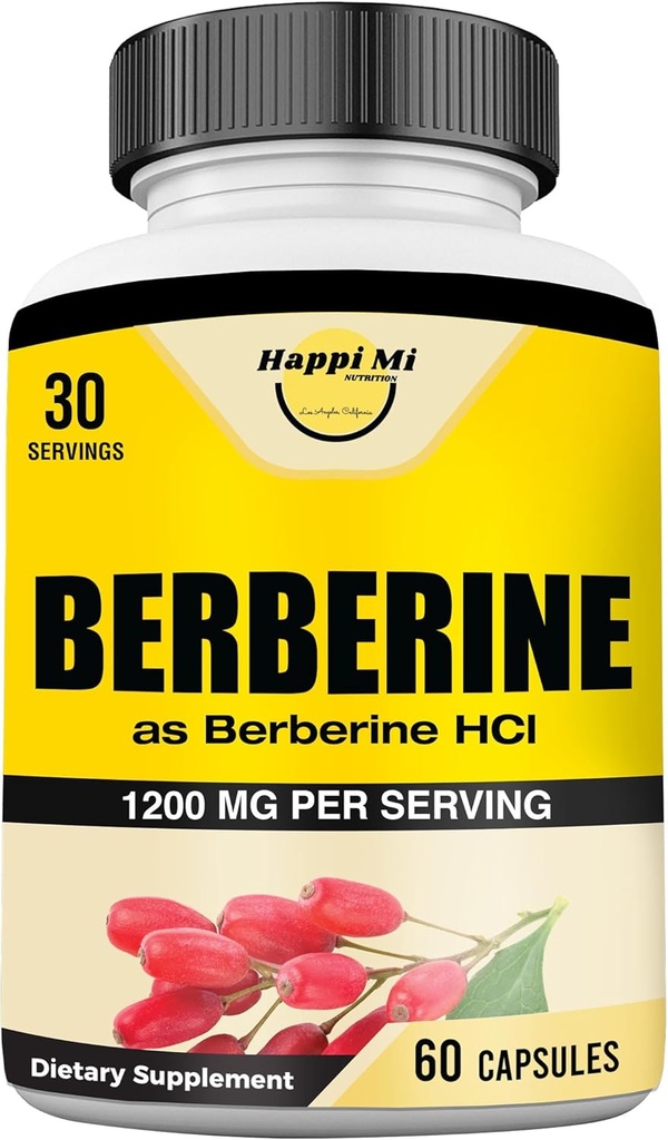 Berberine 1200mg Por Serving as Berberine HCL, 60 Veggie Capsules, 30 Servings