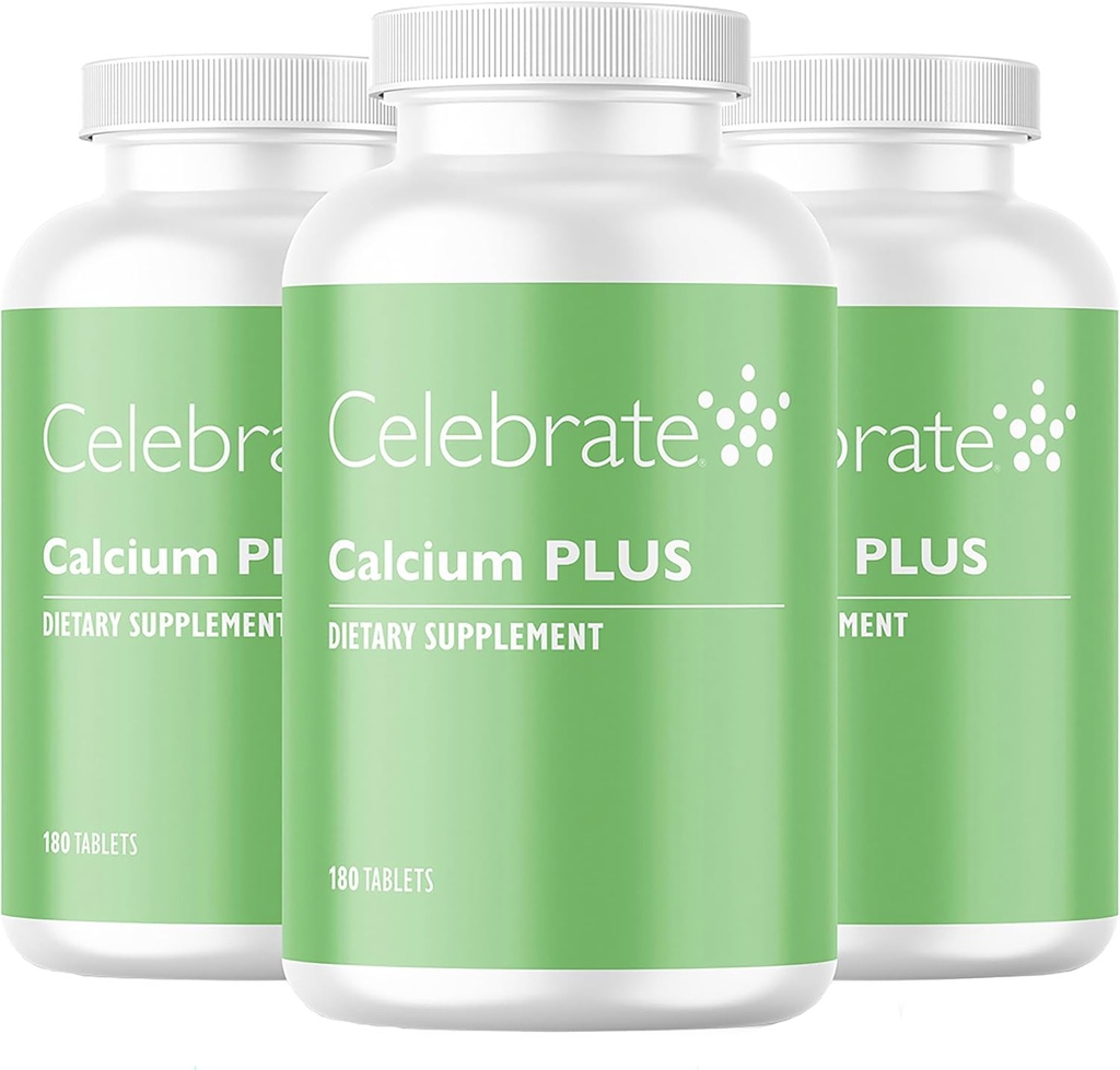 Celebrar vitaminas Calcio Plus – 600 mg Citrato de Calcio, 600 UI Vitamina D3 &amp; 50 mg Magnesio para Cirugía Postcaria - Gluten-Free &amp; Sugar-Free - 540 Tablas no Chewable