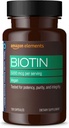 Elementos Vegan Biotina 5000 mcg - Cabello, Esquí, uñas, 130 cápsulas (4 meses de suministro) (El paquete puede variar)