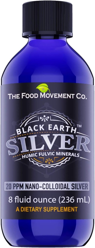 El Movimiento Alimentario de la Tierra Negra Plata con ácidos fúlvicos húmedos, minerales de traza para soporte inmunitario, detox, salud de Gut – 8 fl oz de gotas líquidas Suplemento