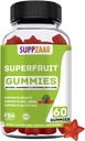 Vegan Superfruit Gummy Vitaminas. Superfruit Gummies w/Vitamin A C E Silica Orgánica. Superfruit for Collagen Formation, Beauty & Glow. Planta-Basada, No-GMO, Libre de gluten, Gelatin-Free. 60 CT