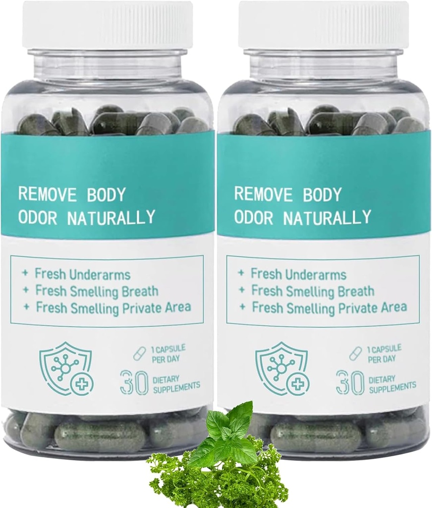 Suplemento de desodorante interno – Suplemento de desodoración corporal, para Gut Health, Skin Health, Digestion Support – Natural Odor Control Chlorophyll Pills latitud 30 Vegan Capsules (2pcs)