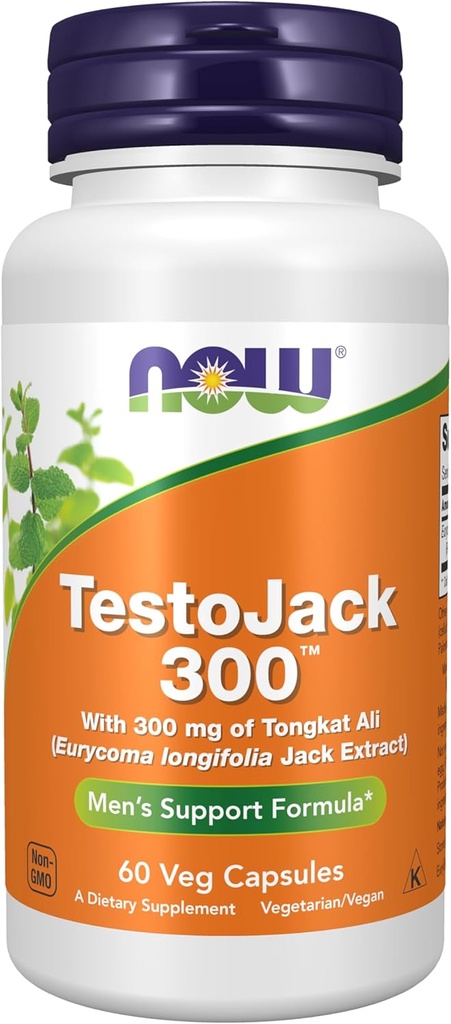 AHORA Suplementos de alimentos, TestoJack 300TM con 300 mg de Tonkat Ali (Eurycoma longifolia Jack Extract), 60 cápsulas de verduras