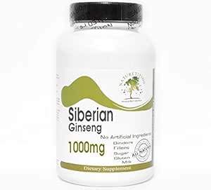 Siberian Ginseng 1000mg ~ 100 Capsules - No Additives ~ Naturetition Supplements