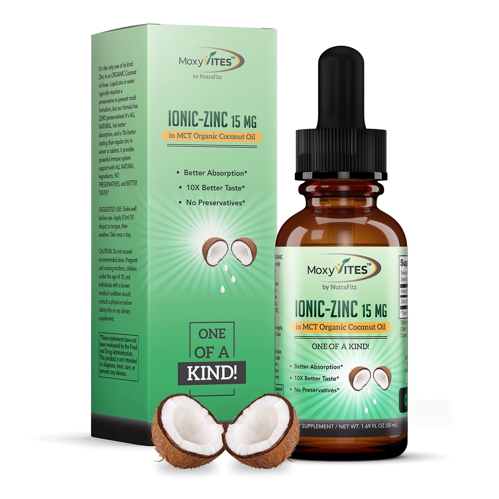 Suplementos Zinc orgánicos para niños, adultos - Sulfato de zinc - Suplemento Zinc líquido - gotas de zinc puras iónicas en aceite de coco para soporte inmunológico, piel - NO preservadores &amp; gran sabor - 100 servicios veganos