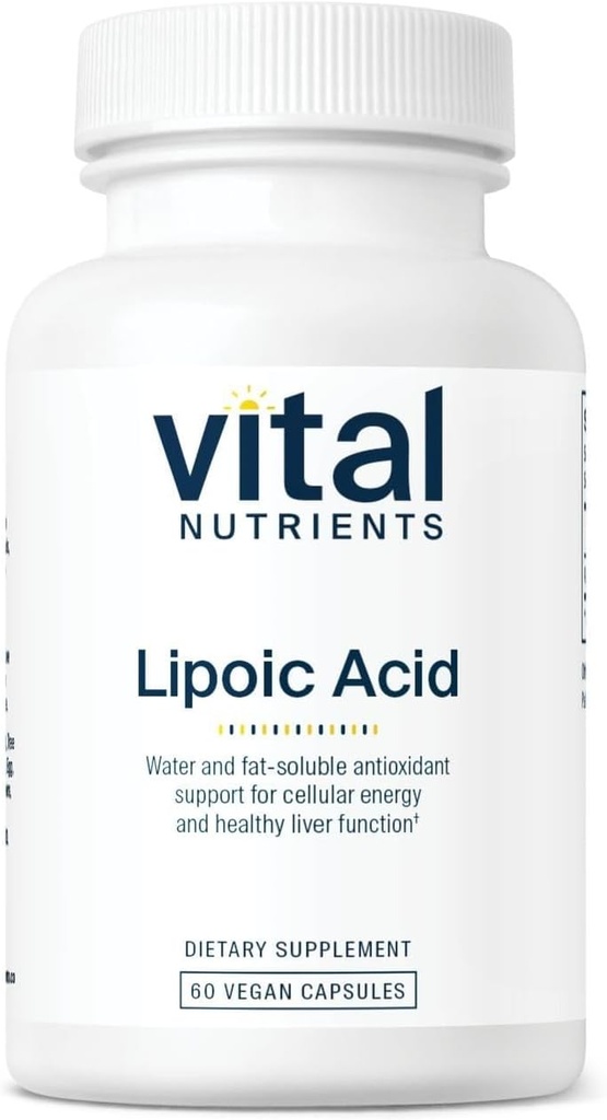 Nutrientes Vitales Ácido Lipoico Silencioso 300mg Antioxidante ácido alfa-Lipoico Silencioso ALA Suplemento para el metabolismo y la energía saludables Silencio Gluten, Dairy, Soy Gratis Silencioso No-OMM 60 cápsulas