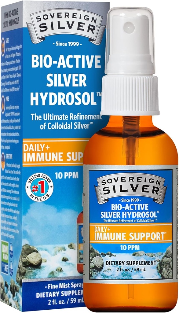 Soberana Silver Immune Support, Colloidal Silver, Bio-Active Silver Hydrosol,10 ppm, Fine Mist Spray, 2 Fl Oz