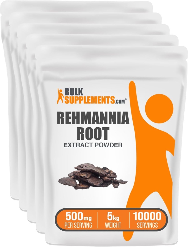 BulkSupplements.com Rehmannia Extract Powder - from Rehmannia Root, Rehmannia Glutinosa, Rehmannia Supplement - Herbal, Gluten Free, 500mg per Serving, 1kg (2.2. Pound) (Pack of 5)