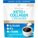 VitaCup Keto + Collagen Coffee Creamer Vanilla Flavor con MCT, Collagen Protein, Coconut Water, L-Theanine para Keto Diet, Uso en Café, Smoothies, &amp; Shakes, Sin lácteos, Libre de gluten, Libre de soja, 10oz