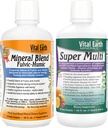 Vital Earth Minerals Detox &amp; Wellness Support – Fulvic Humic Mineral Blend with 70+ Trace Minerals + Super Multi, Liquid Multivitamins, MTHFR Support, 32 Oz Ea