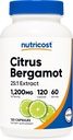 Nutricost Citrus Bergamot Capsules 1,200mg, 120 Capsules - 25:1 Extracto de Bergamot - 60 Servings, Gluten Free, Vegan < Non-GMO