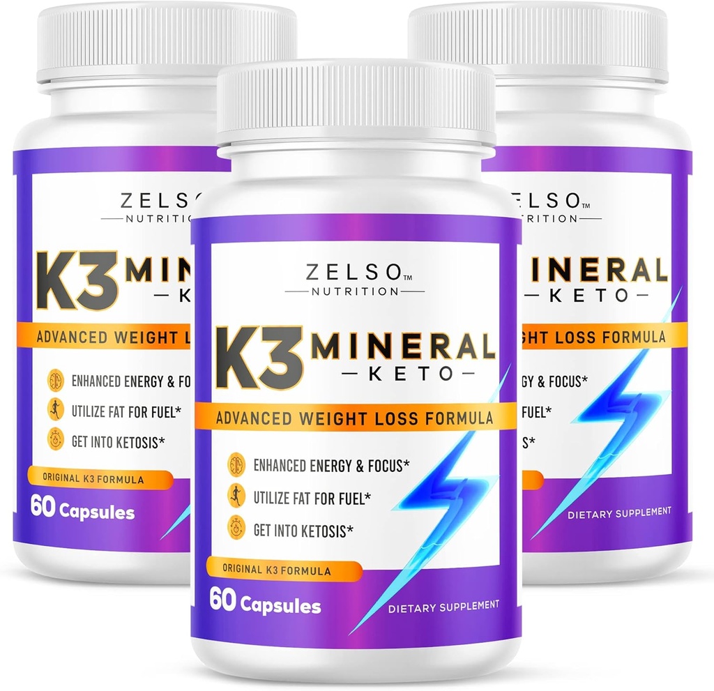 ZELSO (3 Pack) K3 Mineral Weight Pills for Women and Men, K3 Mineral Pills - K3 Salt Mineral, Vitamina + K3 Capsules Suplemento para Keto Weight Pérdida - 3 Months Supply