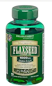 Holland " Barrett Vegetarian Flaxseed Linseed Oil 60 Capsules1000mg/Omega-3,6 implica9