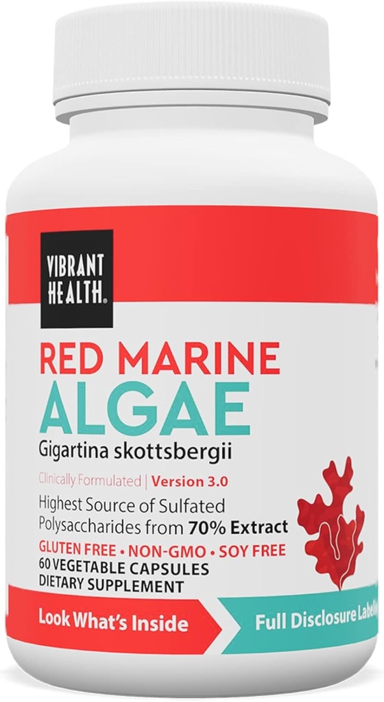 Vibrant Health, Gigartina Red Marine Algae, Plant-Based Immune Support, 60 Capsules