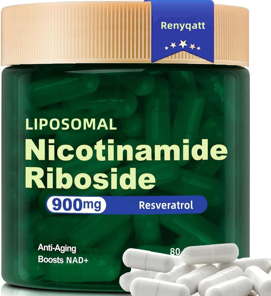 Renyqatt NAD+ Suplemento - Liposomal Nicotinamide Riboside - Suplemento para Anti-Aging, Energy, Focus - 80 Capsules(1B)