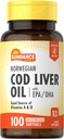 Sundance Norwegian Cod Liver Oil Softgels ← con EPA y DHA TENIDO Buena Fuente de Vitaminas A &amp; D TENIDO NO GMO Y Gluten Suplemento Libre