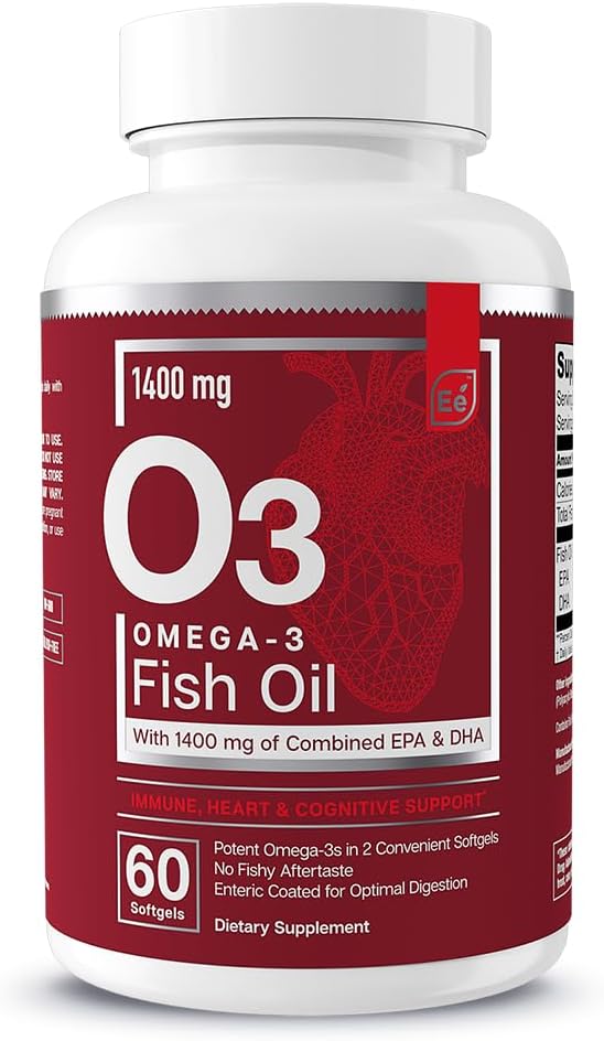 Essential Elements Omega-3 Fish Oil Supplement with EPA & DHA | Fatty Acids for Immune, Heart & Cognitive Support | 60 Softgels
