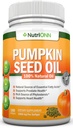 Pumpkin Seed Oil - 1000MG - 180 Softgels - Cold-Presed Natural Pumpkin Seed Oil - Fuente natural de ácidos grasos esenciales - Gran para el crecimiento del cabello, la salud de próstata y la tract