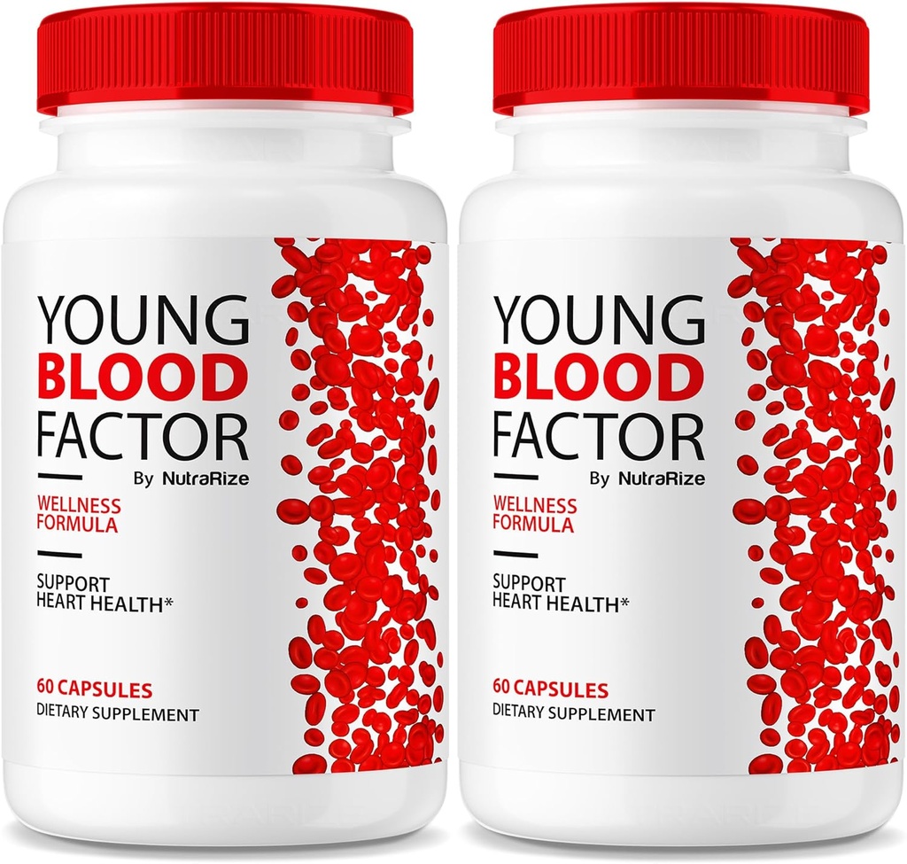 NutraRize (2 Pack) Young Blood Factor Capsules - Official Blood Vessel Cleaner Formula, All Natural Supplement to Maintain Healthy Stable Levels, YoungBloodFactor Support Pills Reviews (120 cápsulas)