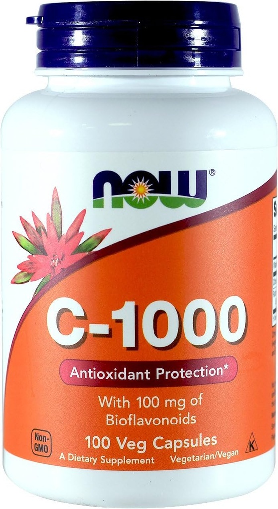 NOW C-1000, with 100 mg of Bioflavonoids, 100 Capsules (Pack of 2)