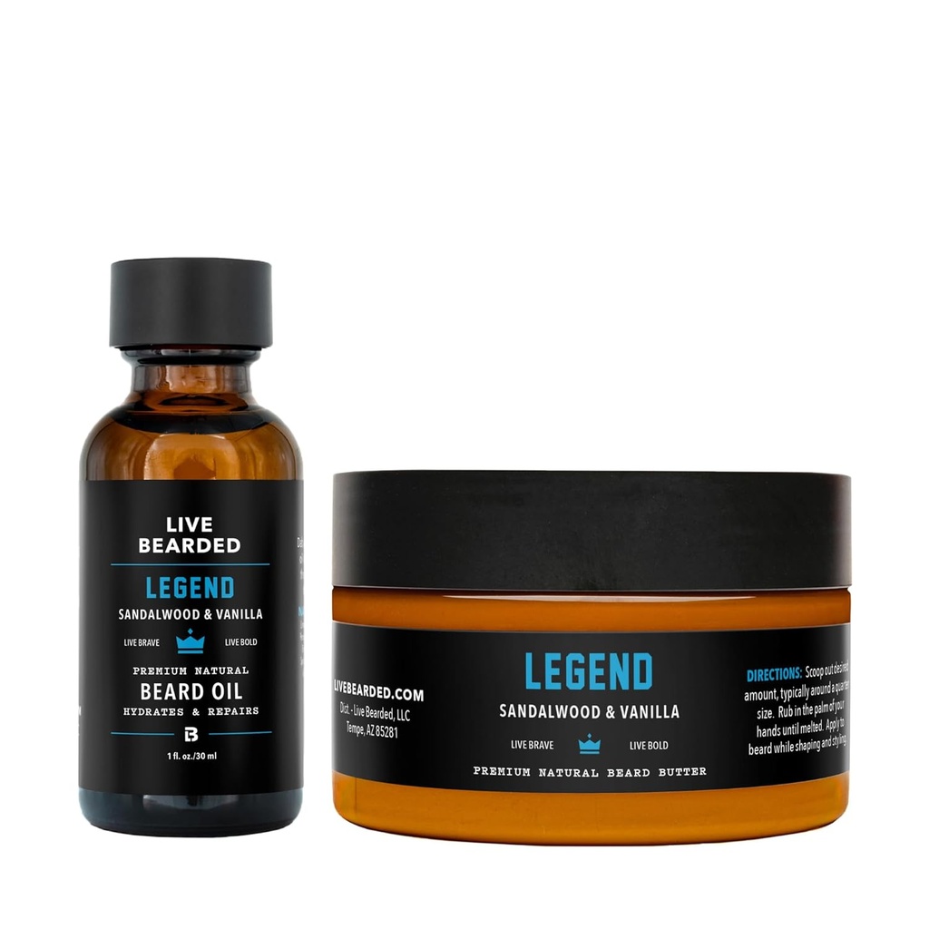 Gatito de aceite y mantequilla de barba en vivo - Hecho en los EE.UU. - Ingredientes naturales con Shea, Argan, Jojoba - Apoyo al crecimiento ← Legend Scent - Sandalwood, Vanilla