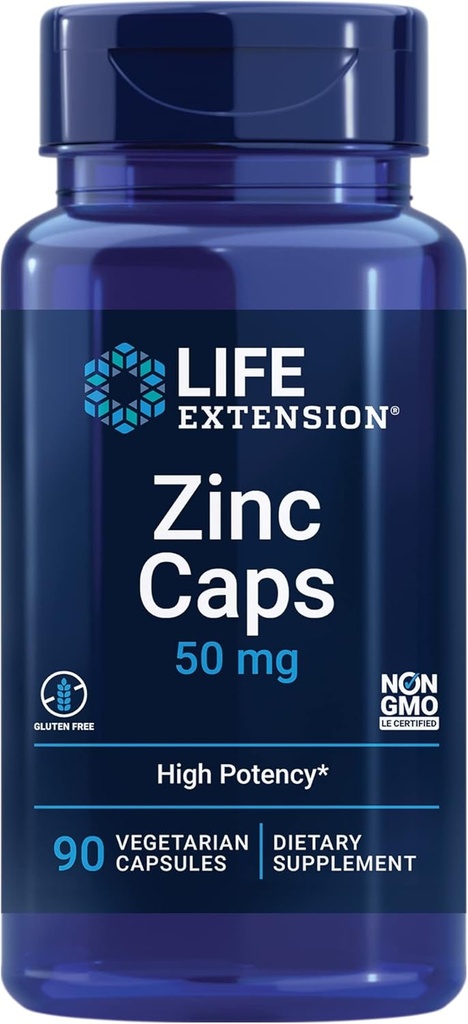 Ampliación de vida Multivitamínico por día con más de 25 vitaminas, extractos de plantas de minerales más cápsulas de zinc, zinc 50 mg, 90 cápsulas vegetarianas
