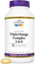 Complejo de Omega Triple del siglo 21 3 6 9 Softgels Enteric Coated, 180 Botella de Conteo (22875)