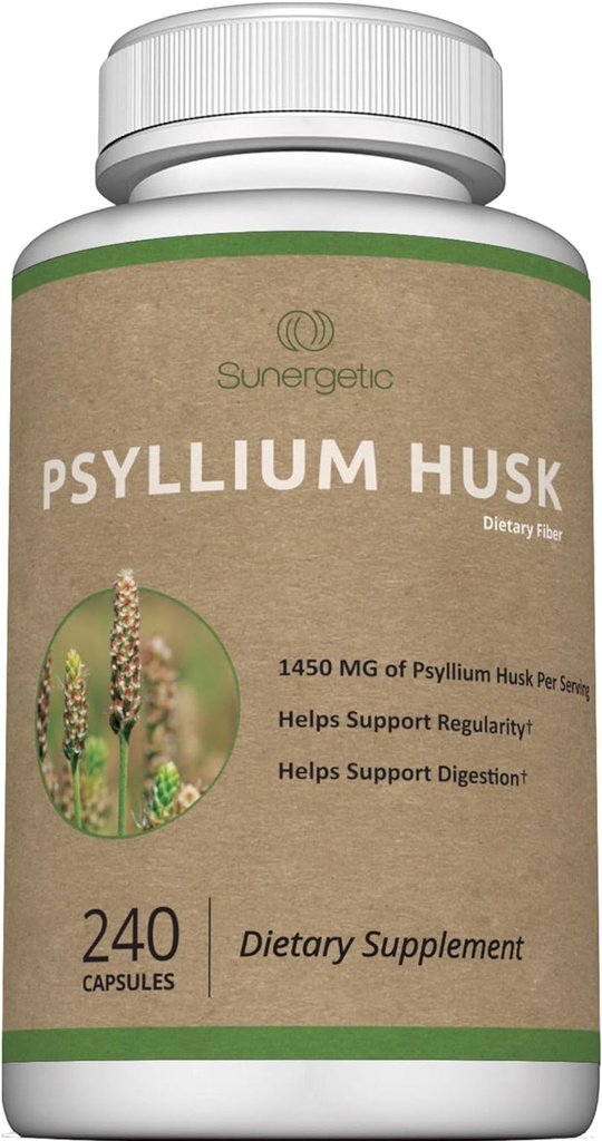 Premium Psyllium Husk Fiber Supplement 1450mg, 240 Capsules