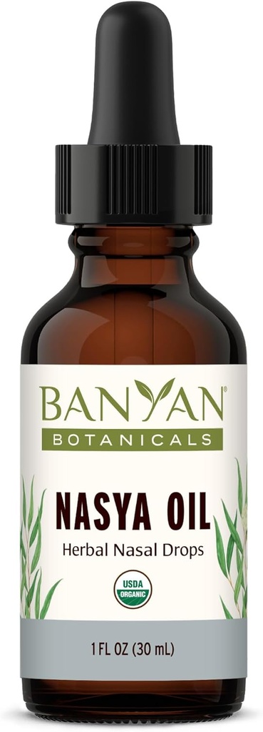 Botánicos de Banyan Nasya Oil – Caídas de Nasal de Hierba Orgánica para Respiración Clara – Limpiador de Nasal Ayurvédico y Moisturizador de nariz* – Una onza Fluida – Orgánica certificada, No OGM, Química Libre