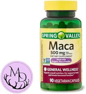 Generic Spring Valley Maca Root 500mg Capsules, Organic Maca Root for Women and Men, Dietary Supplement, 90 Vegetarian Capsules + DRI Store +Sticker