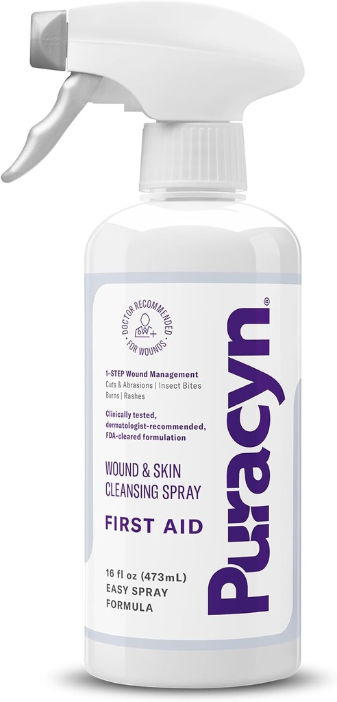 Puracyn First Aid Wound and Skin Repair - Wound Care Spray for Cuts, Scrapes, Minor Sores, Minor Burns, and Other Skin Irritations. 16 onzas