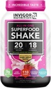 INVIGOR8 Superfood Grass Fed Whey Protein Isolate Shake Natural Strawberry Gluten-Free and Non GMO Meal Replacement with Probiotics and Omega 3 (645g)