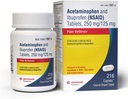 Dual Action Acetaminophen 250mg and Ibuprofen 125mg Caplets, Hasta 8h de Dolor de dolor para dolores menores y dolor, dolor de cabeza, dolor de espalda, calambres menstruales, dolor menor de artritis, 216 Condes