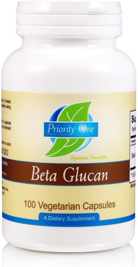 Prioridad 1 Vitaminas Beta Glucan 100 cápsulas vegetarianas Beta 1,3/1,6 D-Glucan Health Immune Response
