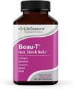 LifeSeasons Beau-T - Hair, Nail, & Skin Supplement - Promotes Healthy Hair and Nail Growth - Supports Clear Skin & Fights Acne - Nail Strengtheninger - Contiene Biotin Collagen Turmeric - 180 Capsules
