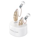 Hearing Aids, Rechargeable Hearing Aid for Seniors & Adults with Noise Cancelling, Behind-The-Ear OTC Hearing Amplifier Personal Sound Amplification Devices with Portable Charging Base（Gold）