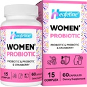 Probióticos vaginales para mujeres, 300 millones de millones de UF Probióticos para mujeres, 15-en-1 Mujeres Probióticos " Prebióticos, para Vaginal, Urinary Tract, PH Balance, Immune, Digestivo " Gut, Bloating Health, 60 caps