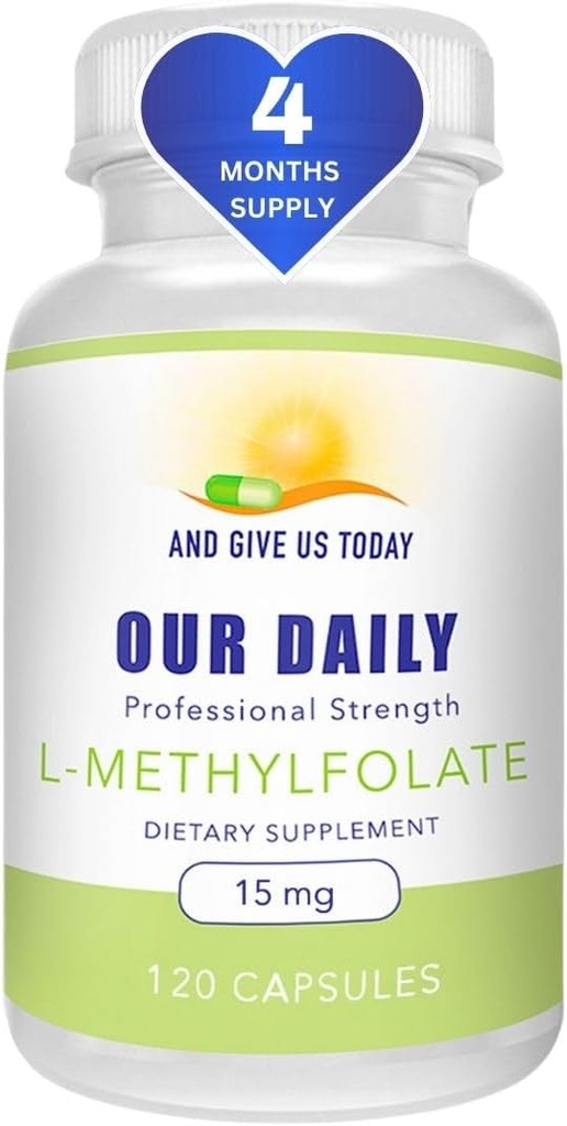 Y VENGAMOS TODAY OUR DAILY L-Methylfolate 15 mg / 15000 mcg Maximum Strength Active Folate, 5-MTHF, Filler Free, Gluten Free, Non-GMO, Vegetarian Capsules (4 Meths Supply) (120)