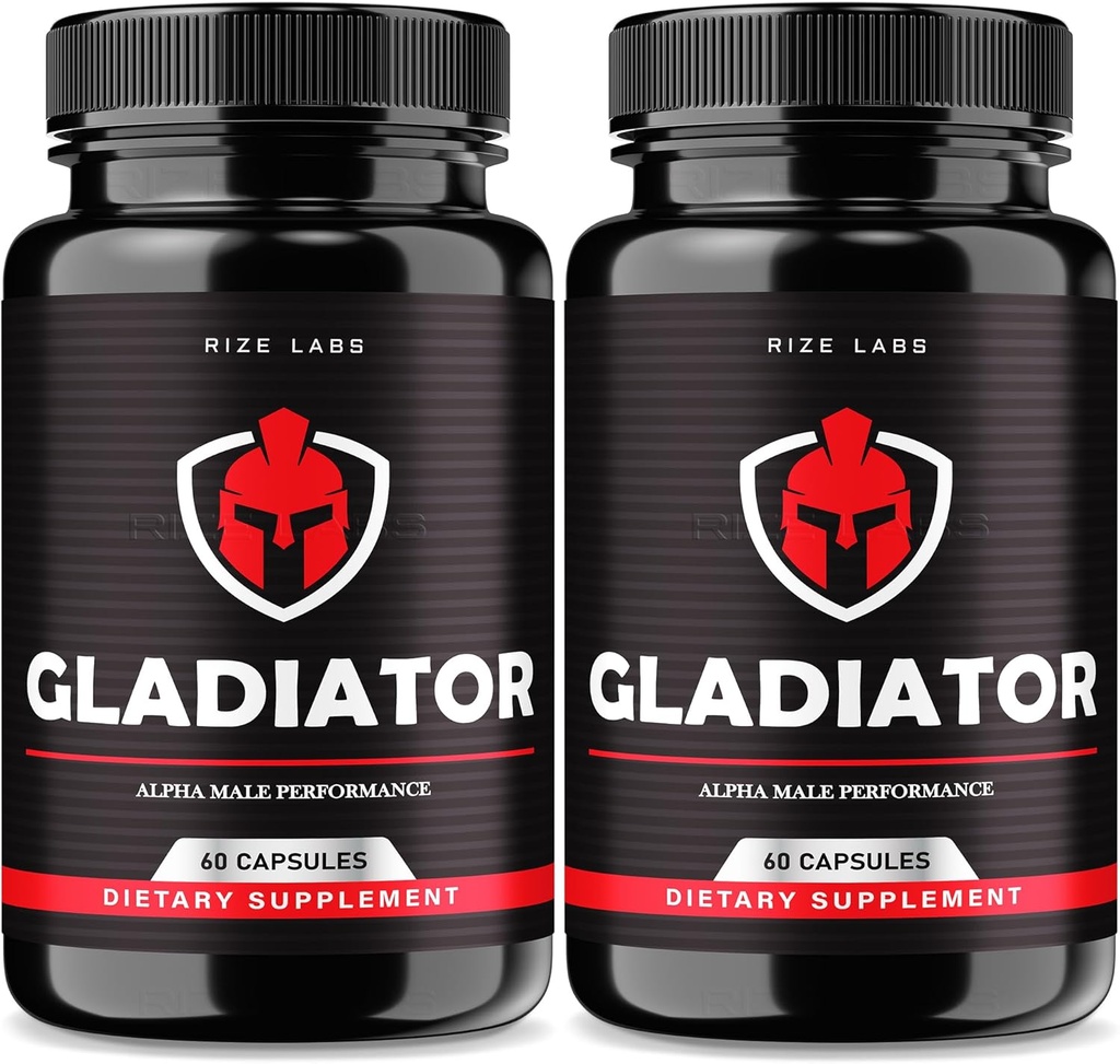 rize labs - Gladiator Capsules - Suplemento de Rendimiento para Hombres, Maximum Strength Support for Muscle Growth (120 cápsulas)