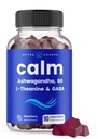 NutraChamps Calm Gummies, Stress Gummies Suplemento con Ashwagandha, L-Theanine, GABA, Vitamina B6 &amp; Lemon Balm, Supports Mood, Focus &amp; Stress Relief, Natural Berry, 90 Gummies