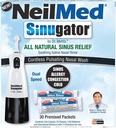 NeilMed Sinugator Empaquetador sin cable Riego Nasal con 30 Packets Premixed y 3 Baterías AA - Negro (Pack of 1)