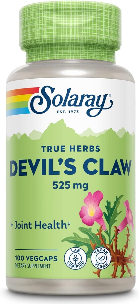 SOLARAY Devils Claw Root 525mg ← Non-GMO, Vegan &amp; Lab Verified ← 100 VegCaps