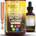 Clean Nutra Organic Maca Root Liquid Drops with Ashwagandha, Fenugreek, Beet Root y L-Arginine Liquid Multivitamin for Women and Men - Adapto Drive