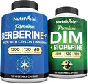 Nutrivein Premium DIM &amp; Berberine Supplement Bundle: High-Absorption Berberine &amp; DIM Supplement with Bioperine - for Hormonal Balance, Digestive Regularity, Metabolism, &amp; Global Wellness