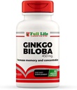 Full Life Ginkgo Biloba Capsules - Suplemento Herbal - 60 Veggie Capsule 450mg.