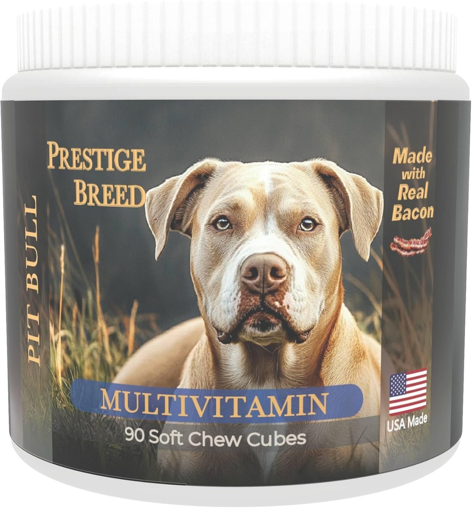 Multivitamins, Balanced Nutrition for Your Pit Bull, 90 Count, Made in The USA with Real Bacon