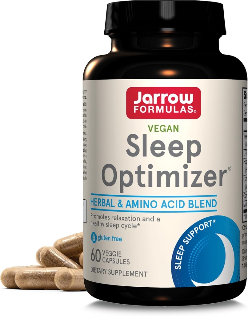 Jarrow Formulas® Sleep Optimizer, Herbal y Amino Acid Blend, 60 Cuenta, Hasta 30 Day Supply