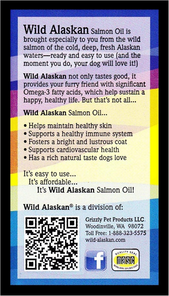 Wild Alaskan Skin &amp; Coat Salmon Oil Based Omega-3 Suplemento para perros, 16 fl.oz.