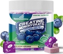 Cretina Monohydrate Soft Chews Complejo 6400mg para Hombres &amp; Mujeres -Fórmula avanzada W/L-Taurina + Vitamina B12, Sugar Free Chewable Suplemento,60 Blueberry Softchews