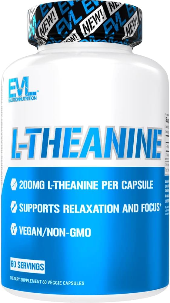 Evlution L Theanine 200mg Capsules for Focus and Relaxation Nutrition L-theanine 200mg Suplemento Nootrópico para la Atención &amp; Energía - Mood Support Daytime y Suplemento Nootropic Focus